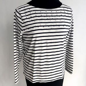 J. CREW Embellished Stripes Tee-Shirt